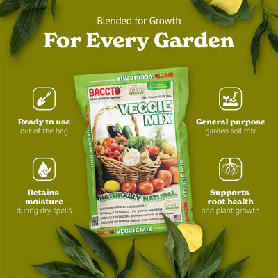 Michigan Peat Company BACCTO Veggie Planting Mix for Vegetables, 40 Qt, 4 Pack