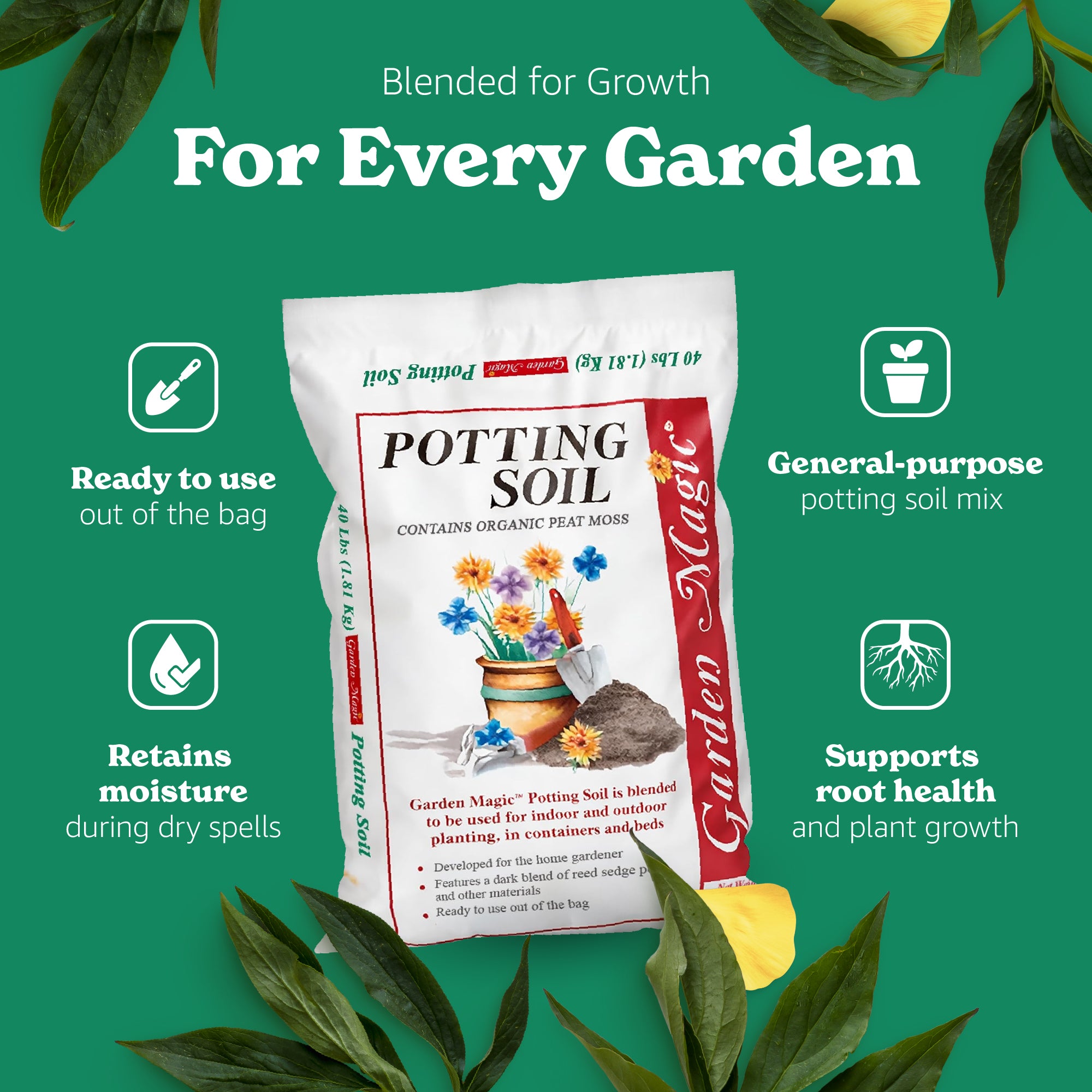 Michigan Peat Company Garden Magic General Purpose Potting Soil, 40 lb, 6 Pack