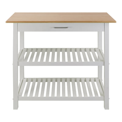 Casual Home Kitchen Island Bar Station with Hardwood Counter, White (Open Box) - VMInnovations