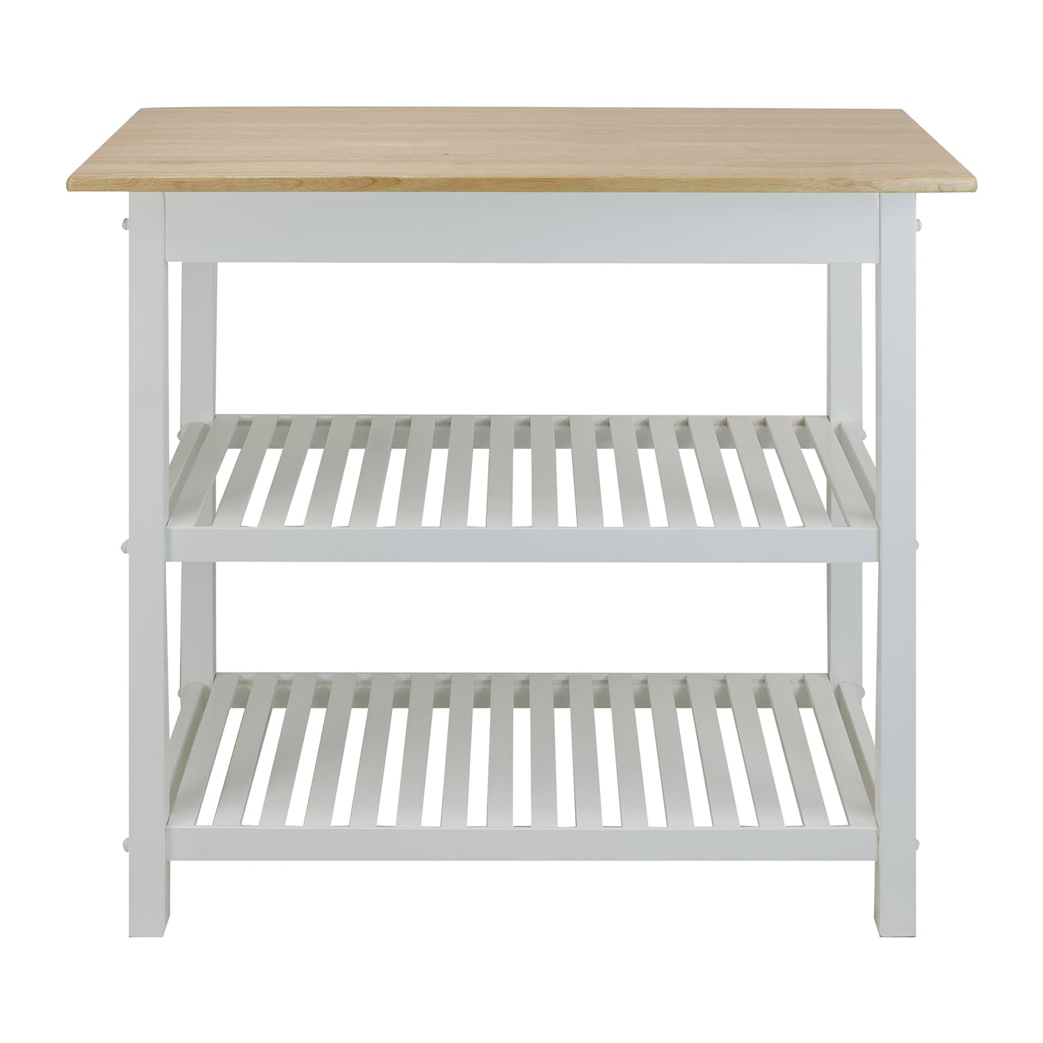 Casual Home Kitchen Island Bar Station with Hardwood Counter, White (Open Box) - VMInnovations