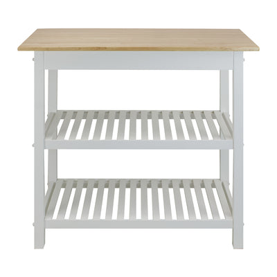 Casual Home Kitchen Island Bar Station with Hardwood Counter, White (Open Box) - VMInnovations