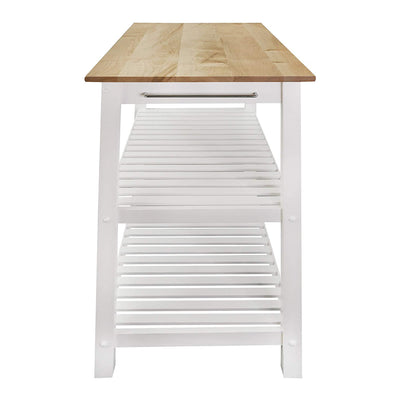 Casual Home Kitchen Island Bar Station with Hardwood Counter, White (Open Box) - VMInnovations
