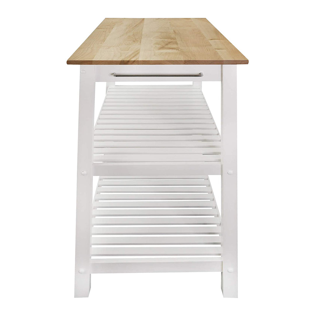 Casual Home Kitchen Island Bar Station with Hardwood Counter, White (Open Box) - VMInnovations