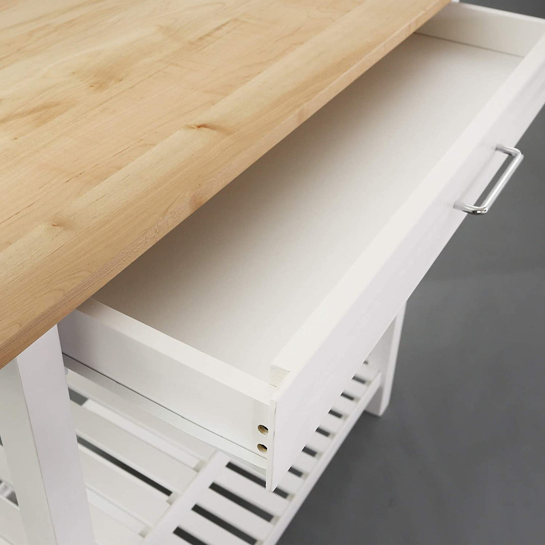 Casual Home Kitchen Island Bar Station with Hardwood Counter, White (Open Box) - VMInnovations