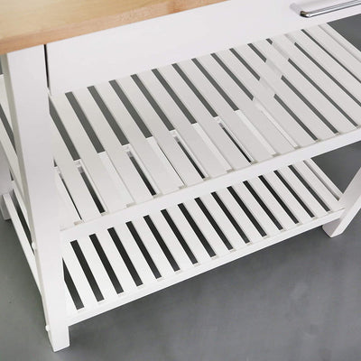 Casual Home Kitchen Island Bar Station with Hardwood Counter, White (Open Box) - VMInnovations