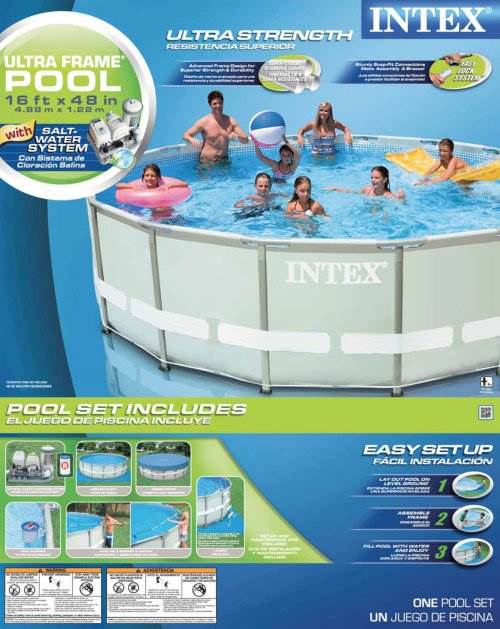 INTEX 16' x 48" Ultra Frame Swimming Pool Set & Saltwater System - Open Box