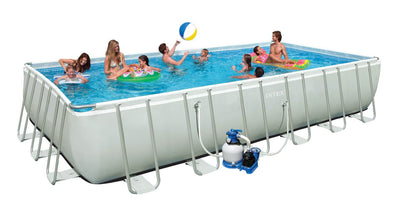 INTEX 24' x 12' x 52" Ultra Frame Rectangular Swimming Pool Set - Open Box