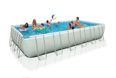 INTEX 24' x 12' x 52" Ultra Frame Rectangular Swimming Pool 28363EG (Open Box)