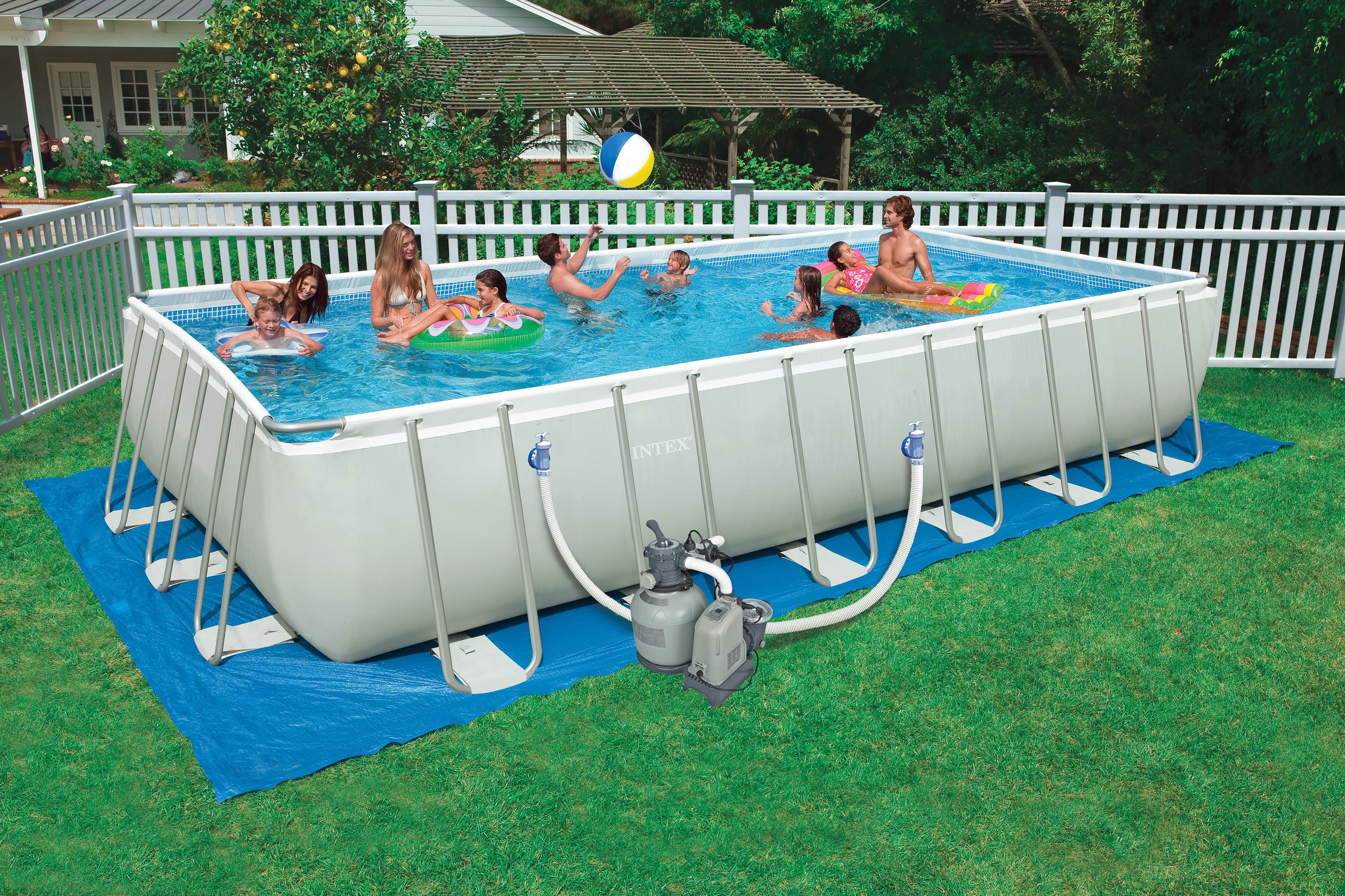 INTEX 24' x 12' x 52" Ultra Frame Rectangular Swimming Pool 28363EG (Open Box)