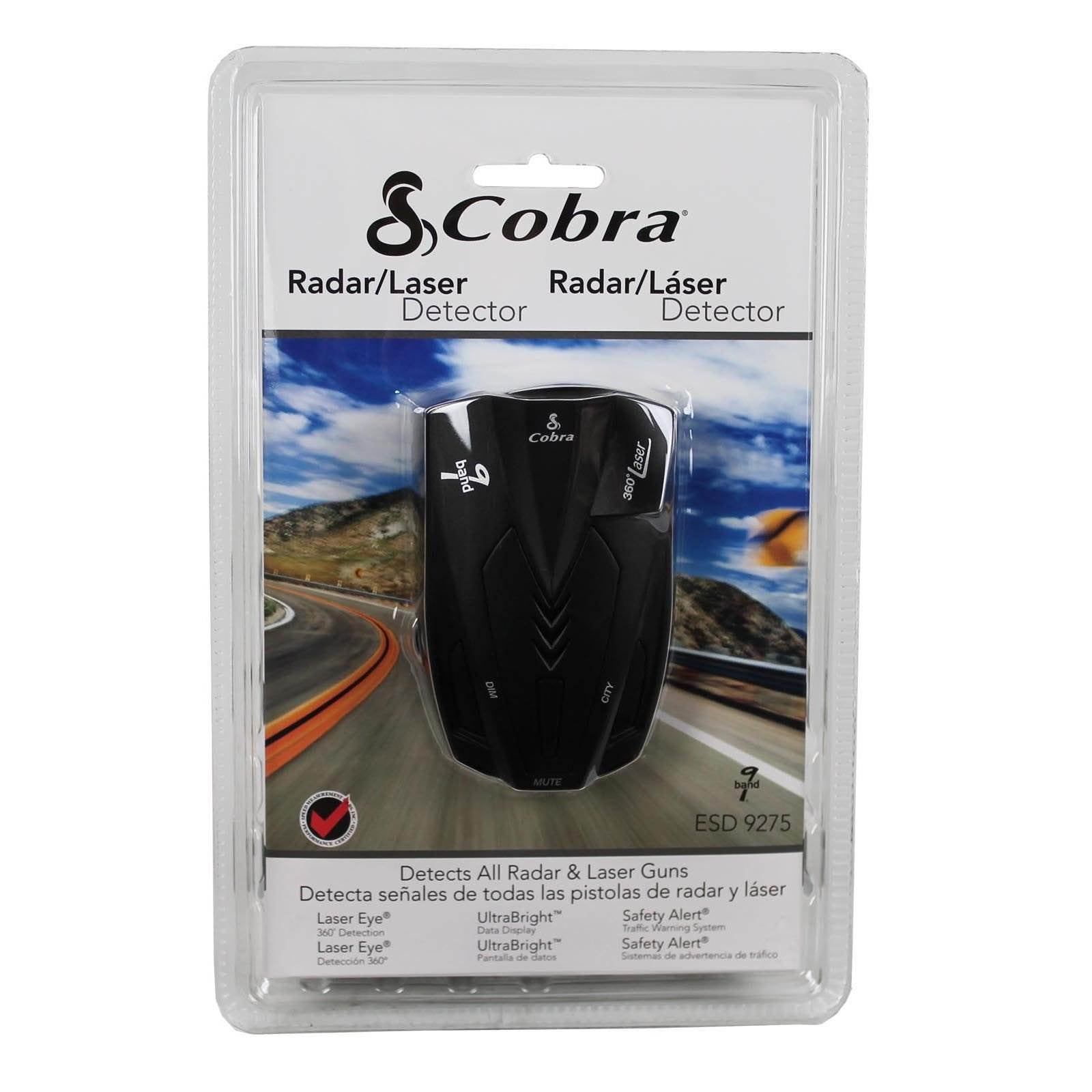 COBRA ESD-9275 Digital 6 Band Laser Radar Detector w/ Safety Alert (Open Box)