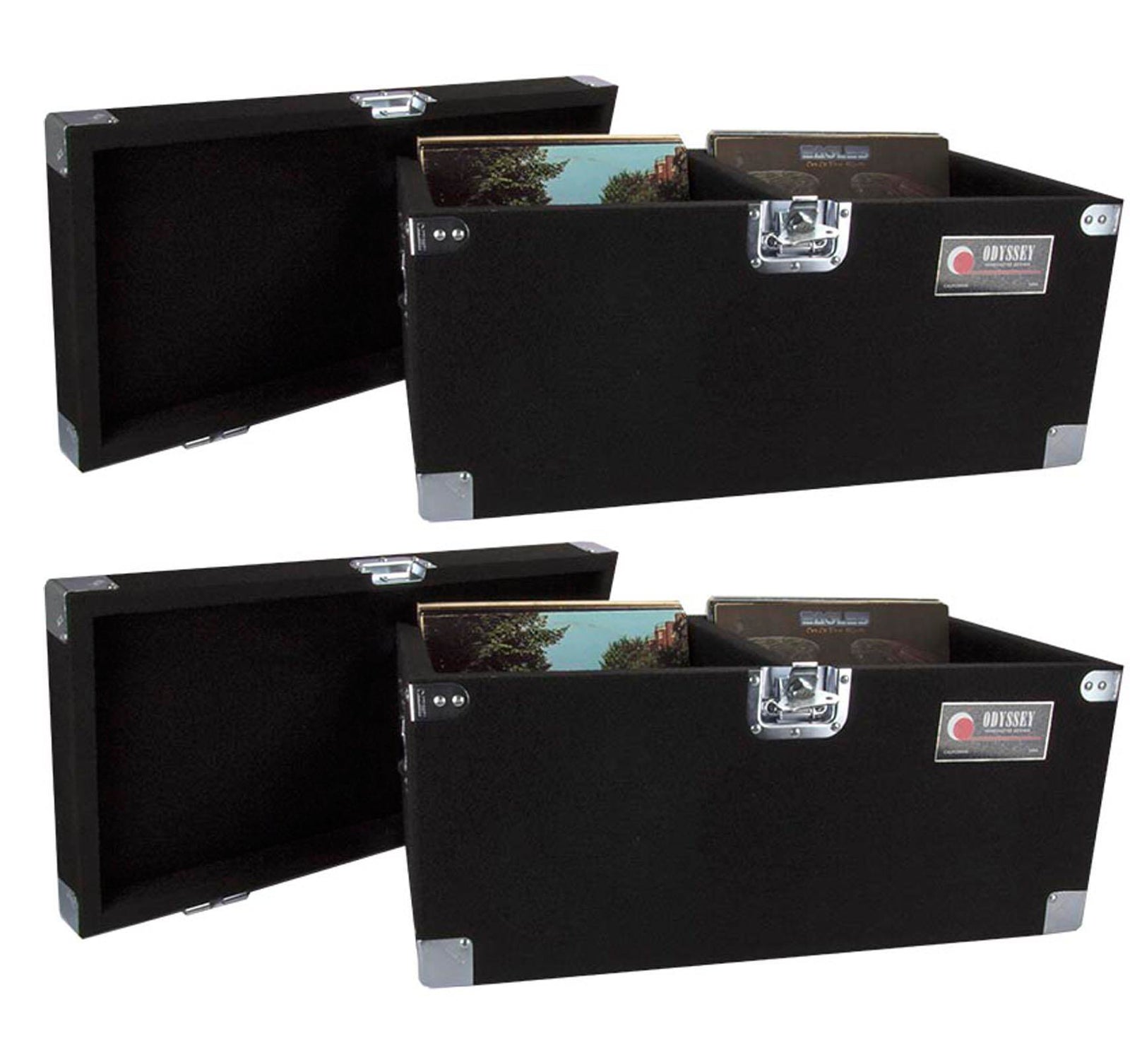 2 Odyssey CLP200P Carpeted Pro DJ Cases w/Detachable Lid - 400 LP Vinyl Records - VMInnovations