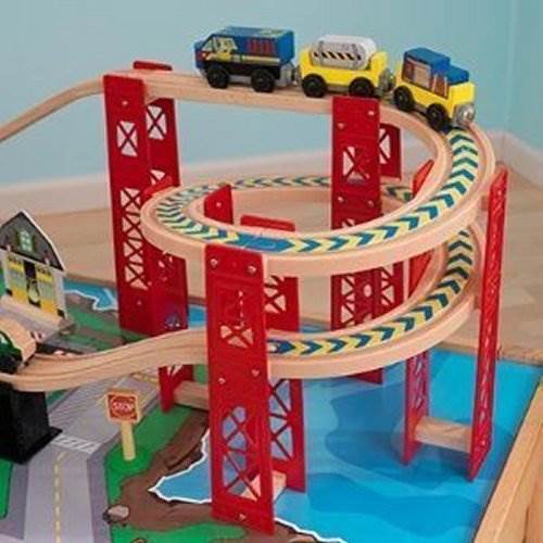 KidKraft Airport Express Wood Train Table & Toy Set (Open Box)