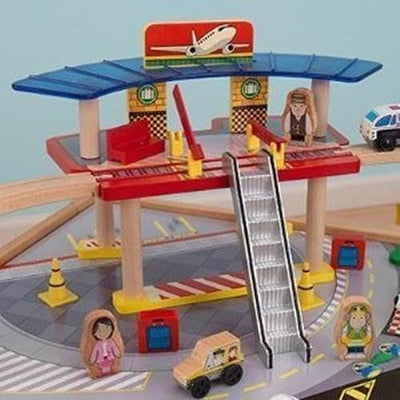 KidKraft Airport Express Wood Train Table & Toy Set (Open Box)