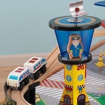 KidKraft Airport Express Wood Train Table & Toy Set (Open Box)