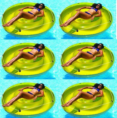 Swimline 9050 72" Swimming Pool Sun Tan Lounger Island Float Inflatables, 6-Pack - VMInnovations