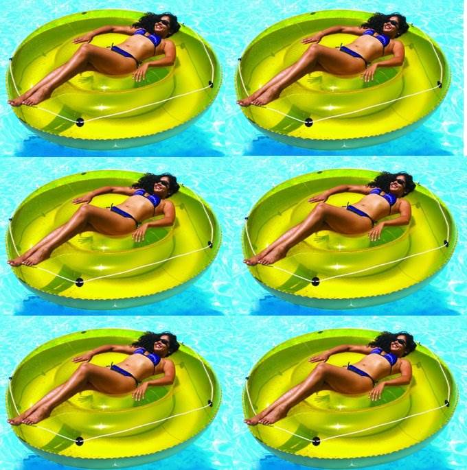 Swimline 9050 72" Swimming Pool Sun Tan Lounger Island Float Inflatables, 6-Pack - VMInnovations