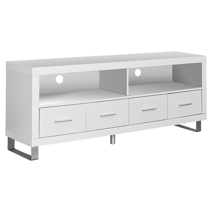 Monarch Contemporary Entertainment Center TV Stand w/ Storage, White (2 Pack)