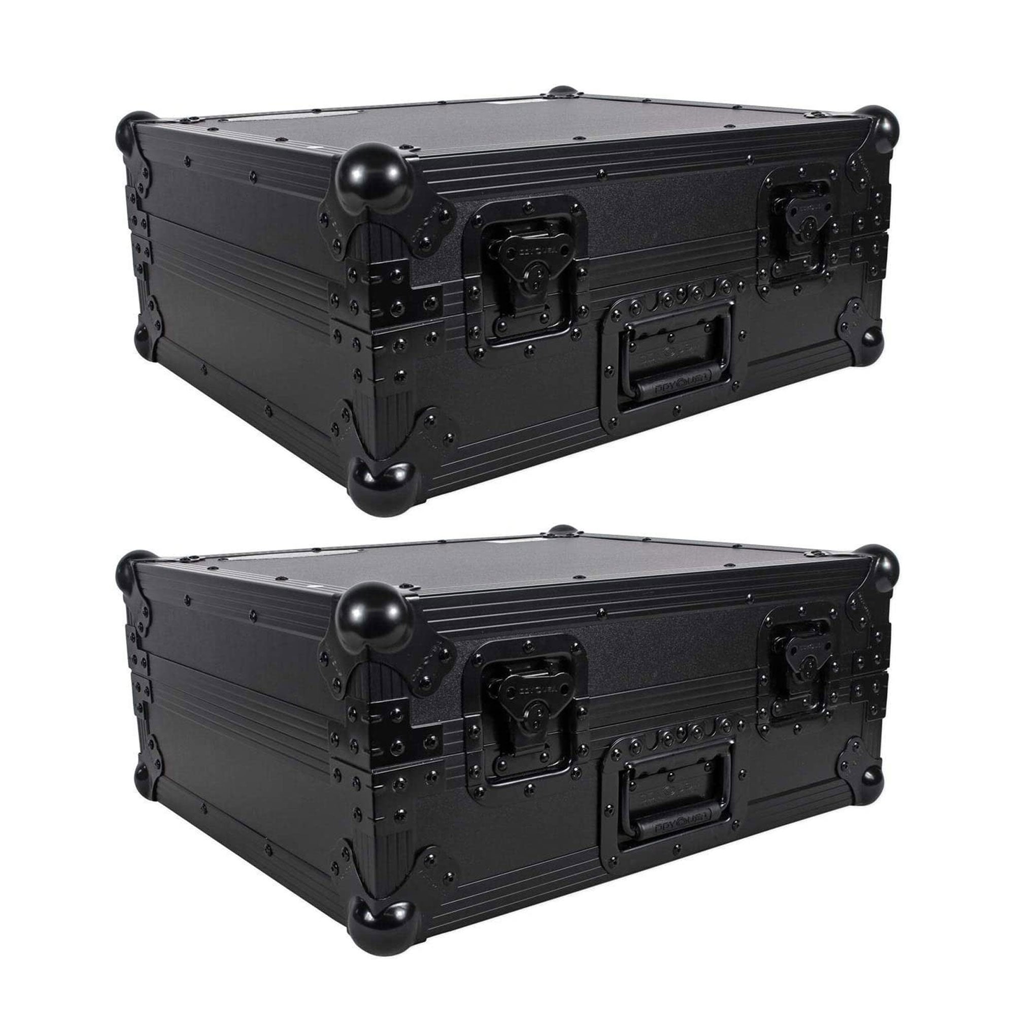 2 Odyssey FZ1200BL Technics 1200 Style Turntable Cases for Numark/Stanton Mixers - VMInnovations