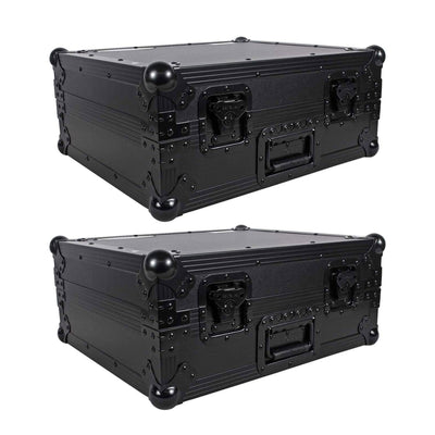 2 Odyssey FZ1200BL Technics 1200 Style Turntable Cases for Numark/Stanton Mixers - VMInnovations