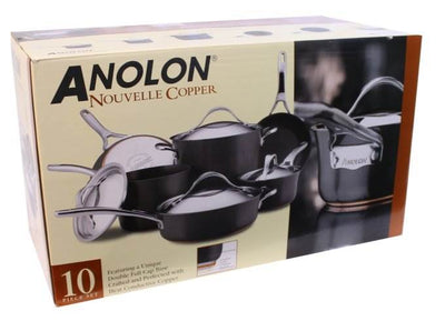 ANOLON 82526 10-Piece Nouvelle Copper Cookware Set Hard-Anodized Non Stick