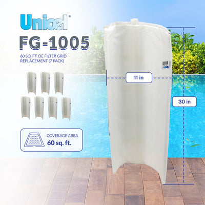 Unicel FG-1005 60 Square Foot Replacement DE Grid Swimming Pool Filter (7 Pack)