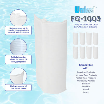 Unicel FG-1003 36 Square Foot Replacement DE Grid Swimming Pool Filter (8 Pack) - VMInnovations