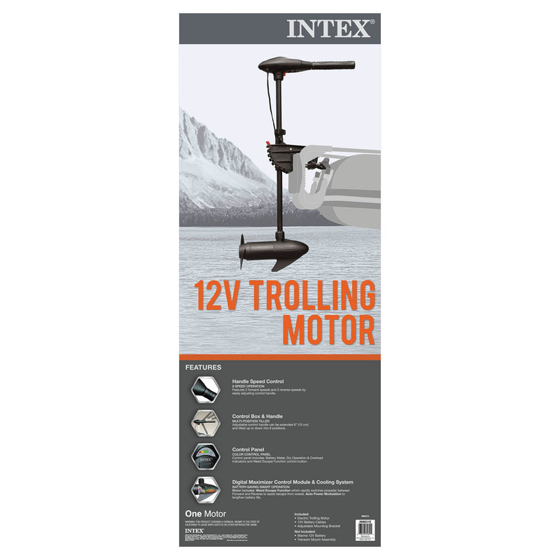 INTEX 12V Transom Mount Boat Eight Speed Trolling Motor | 68631E (For Parts)