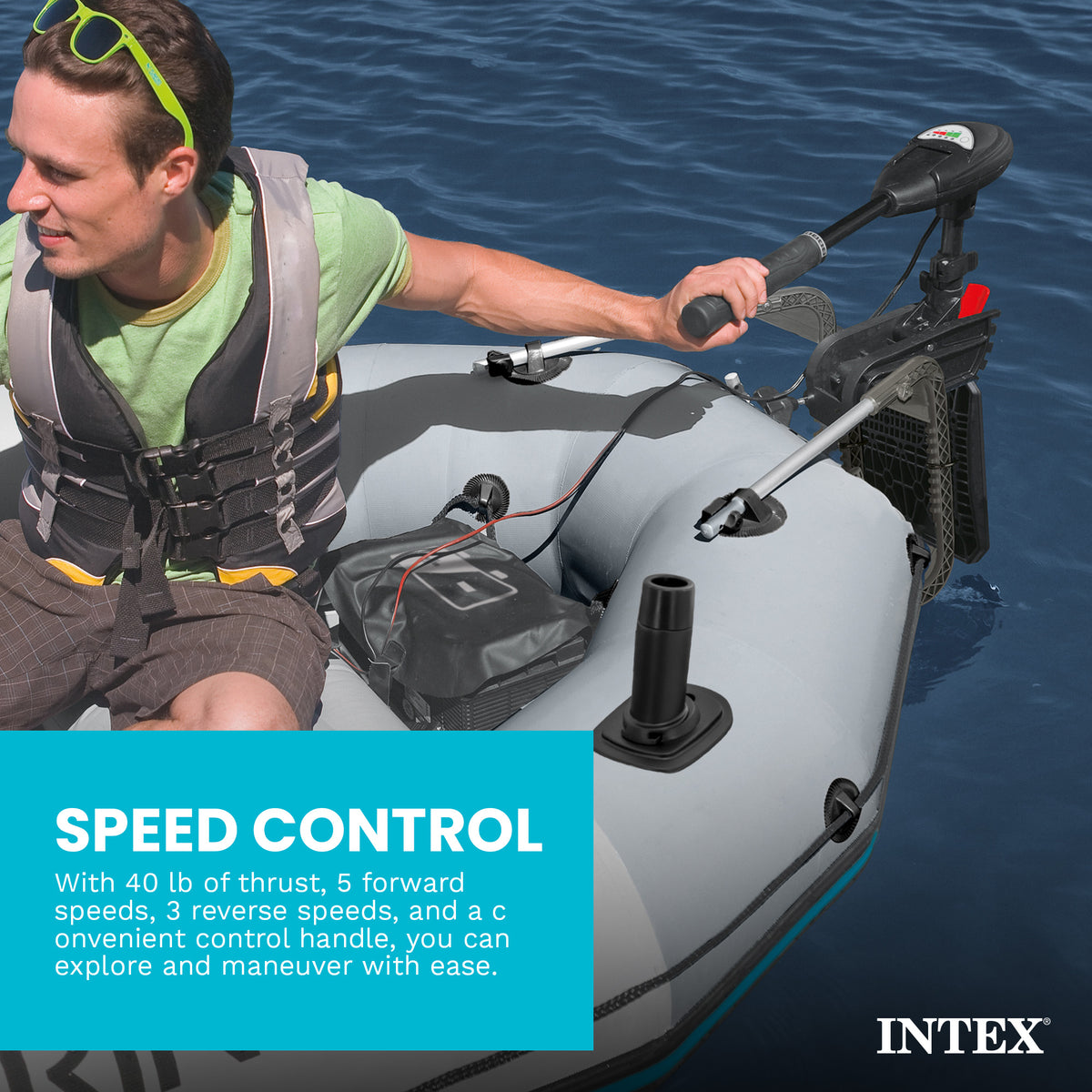 Intex Various Fit 12 Volt Transom Mount Boat Trolling Motor (Open Box)