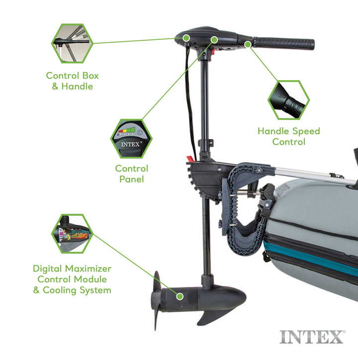 INTEX 12V Transom Mount Boat Eight Speed Trolling Motor | 68631E (For Parts)