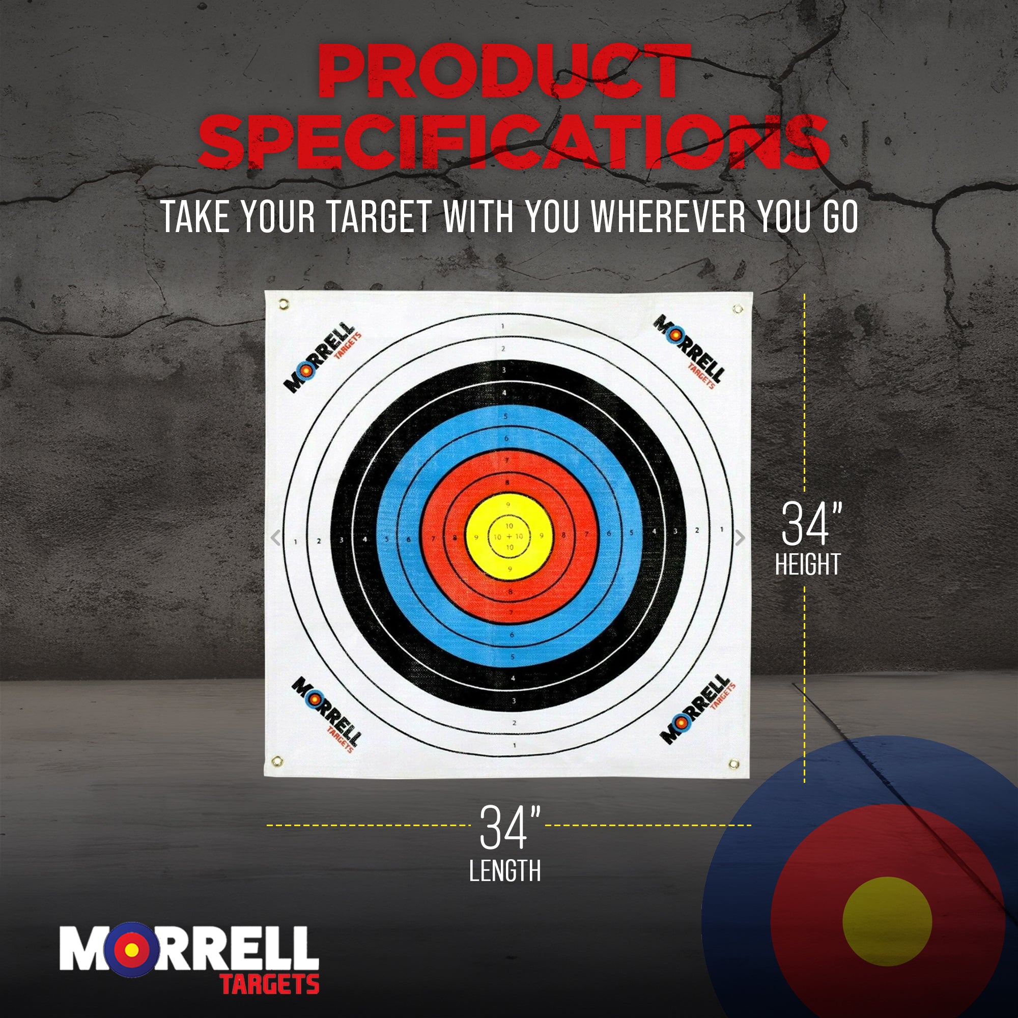 Morrell Targets Archery Target Face for Field Point Shooting Practice, 34" x 34" - VMInnovations