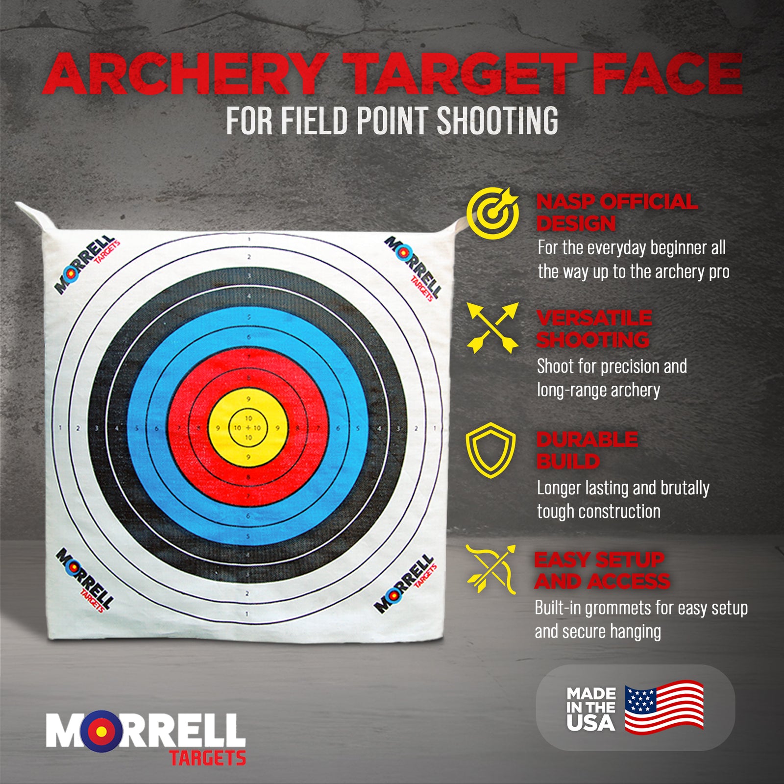 Morrell Targets Archery Target Face for Field Point Shooting Practice, 34" x 34" - VMInnovations