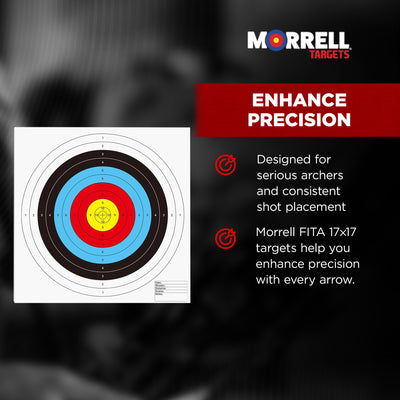 Morrell FITA Compound Bullseye Paper Face Shooting Targets, 17x17-in., 100 Count - VMInnovations