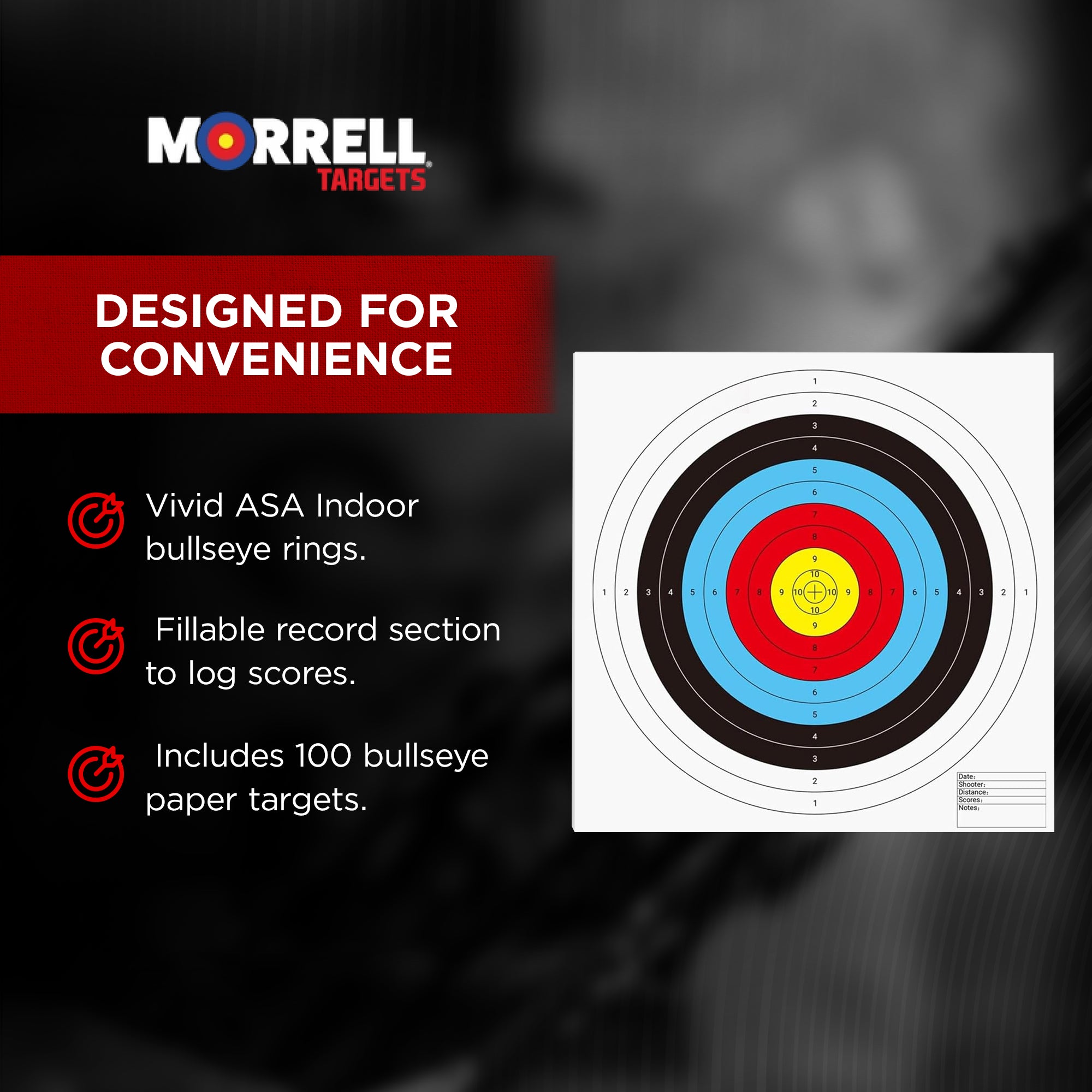 Morrell ASA Indoor Round Paper Face Shooting Targets, 17x17-Inch, 100 Count - VMInnovations
