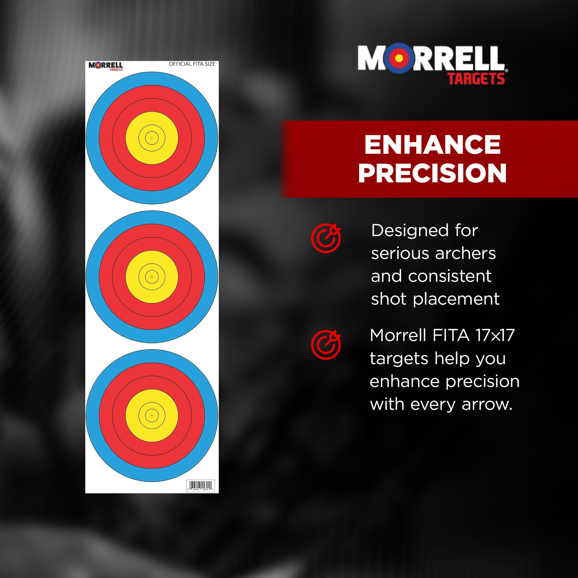 Morrell FITA Recurve Bullseye Paper Face Shooting Targets, 17x17-in., 100 Count - VMInnovations