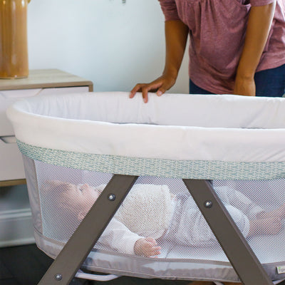 Ingenuity Foldaway Rocking Wood Frame Portable Folding Rocking Bassinet, Wallace - VMInnovations