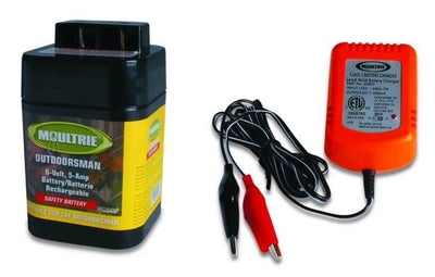NEW MOULTRIE 6 Volt Rechargeable Safety Feeder Battery + 6 Volt Battery Charger
