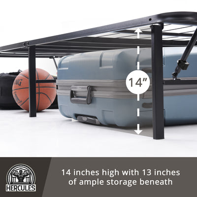 Hercules Folding Metal Bed Frame, 14" Platform Mattress Foundation, Full (Used) - VMInnovations