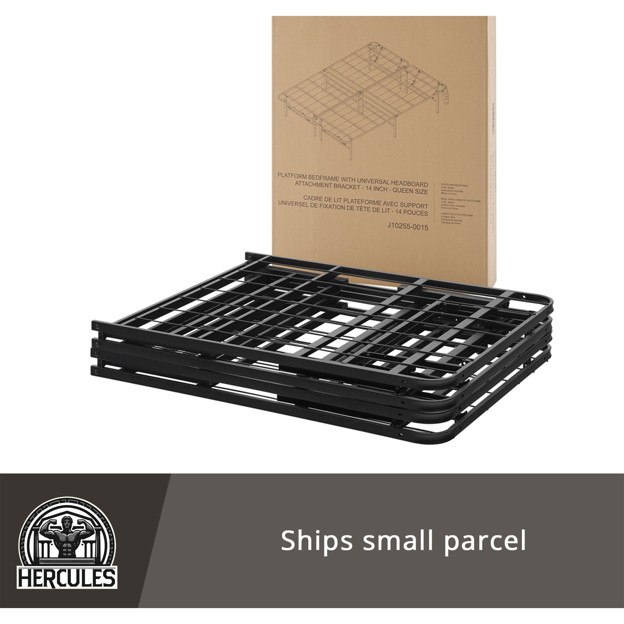 Hercules Folding Metal Bed Frame, 14" Platform Mattress Foundation, Full (Used) - VMInnovations
