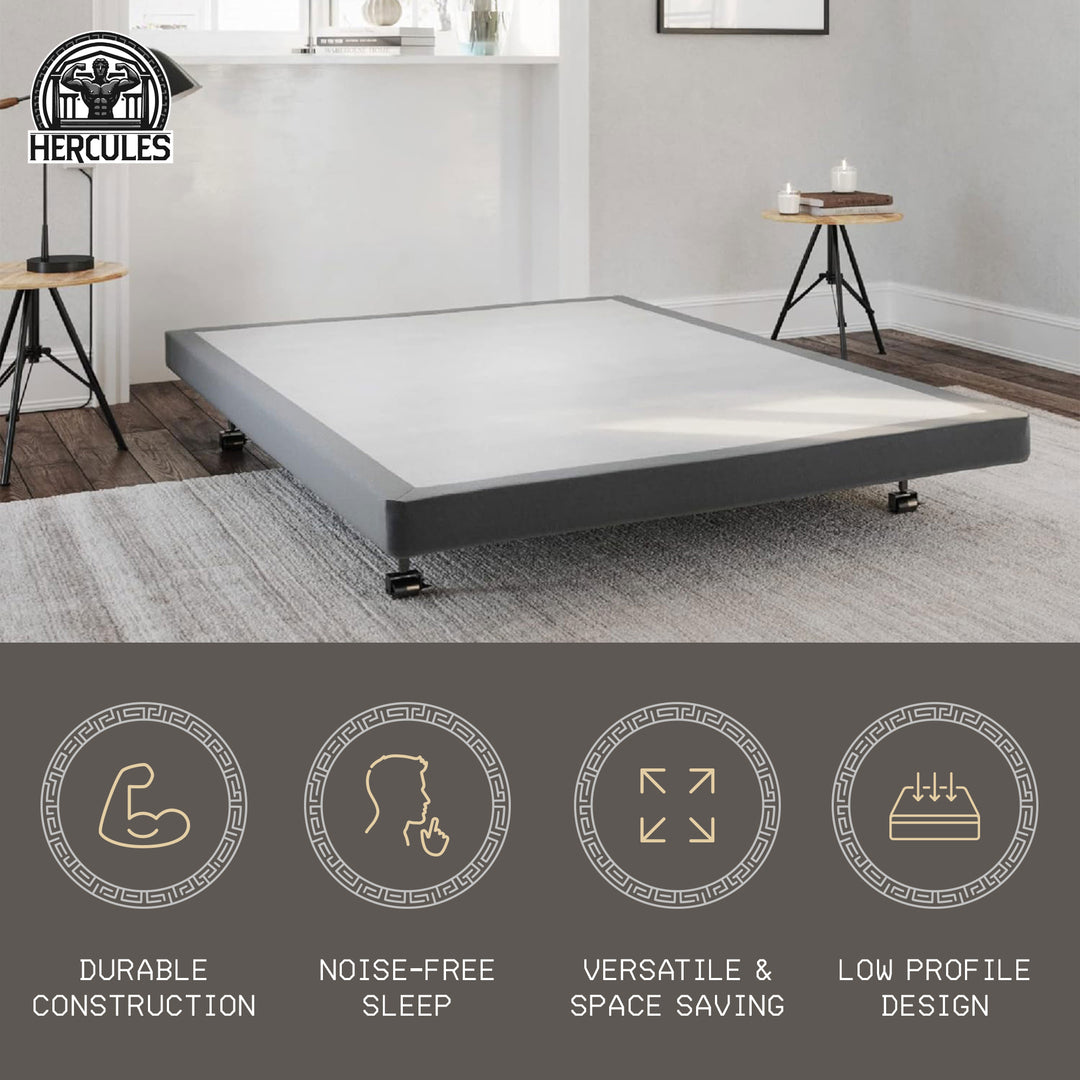 Hercules 4 Inch Low Profile Foundation Mattress Box Spring Replacement, Twin XL