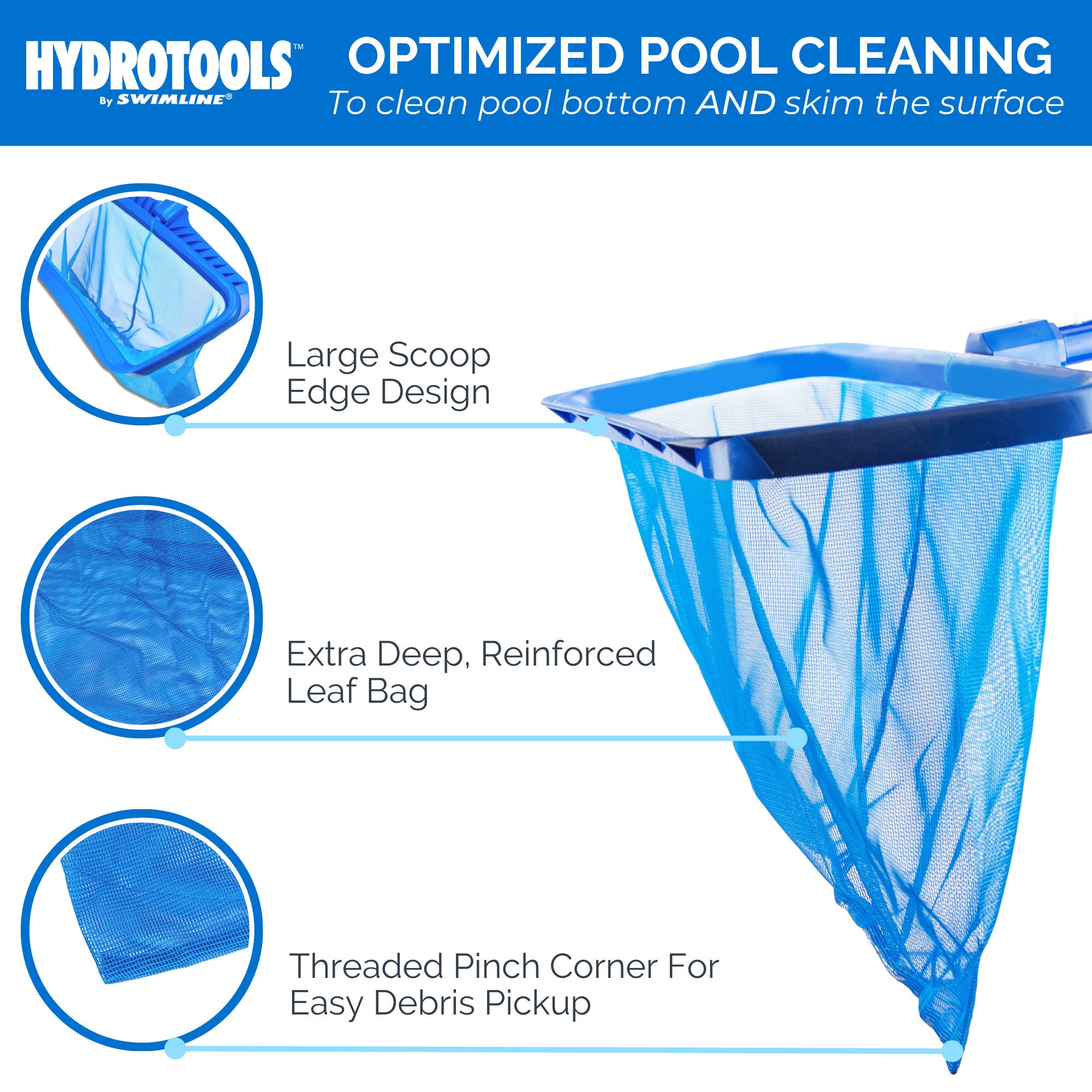HYDROTOOLS by Swimline Extra Deep Mesh Skimmer Net for Pool or Pond (For Parts) - VMInnovations