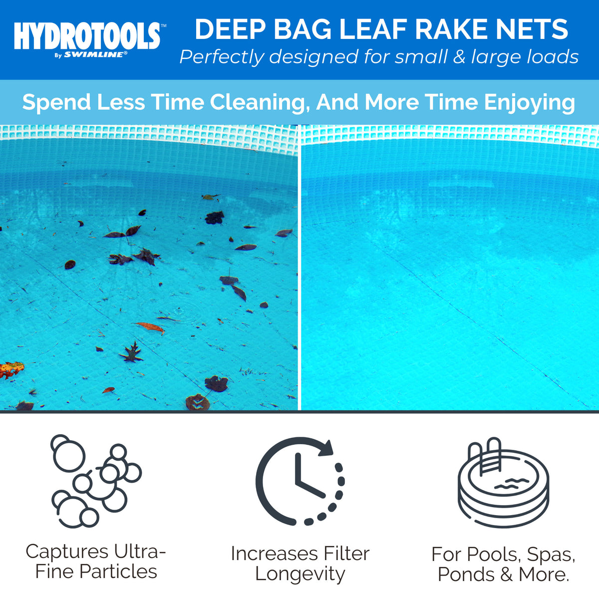 HYDROTOOLS by Swimline Extra Deep Mesh Skimmer Net for Pool or Pond (For Parts)