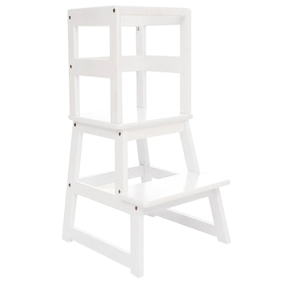SDADI Kids Kitchen Step Stool, 150LBS cap. w/ Safety Rail, White (Open Box) - VMInnovations