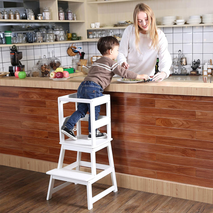 SDADI Kids Kitchen Step Stool Holds up to 150lbs with Safety Rail, White (Used)