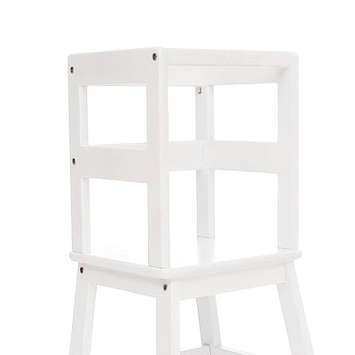 SDADI Kids Kitchen Step Stool, 150LBS cap. w/ Safety Rail, White (Open Box) - VMInnovations