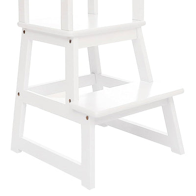 SDADI Kids Kitchen Step Stool, 150LBS cap. w/ Safety Rail, White (Open Box) - VMInnovations