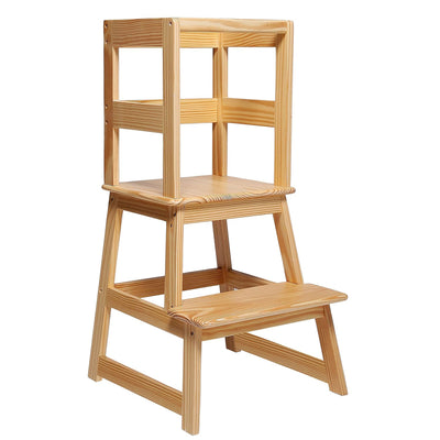 SDADI Kids Step Stool Holds up to 150 Pounds w/ Safety Rail, Natural (For Parts) - VMInnovations