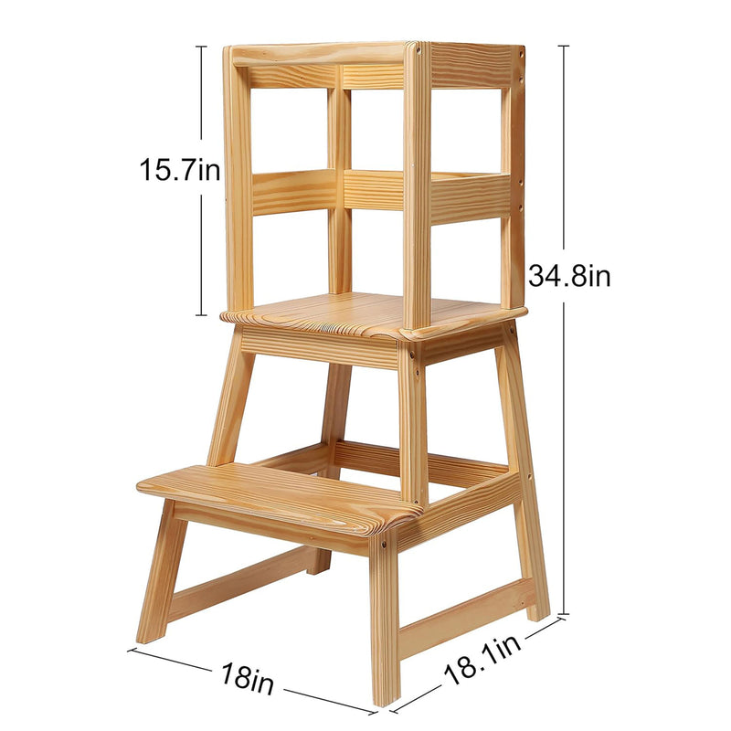 SDADI Kids Step Stool Holds up to 150 Pounds with Safety Rail, Natural(Open Box)