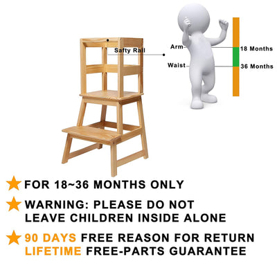 SDADI Kids Kitchen Step Stool Holds up to 150 Pounds w/Safety Rail,Natural(Used) - VMInnovations