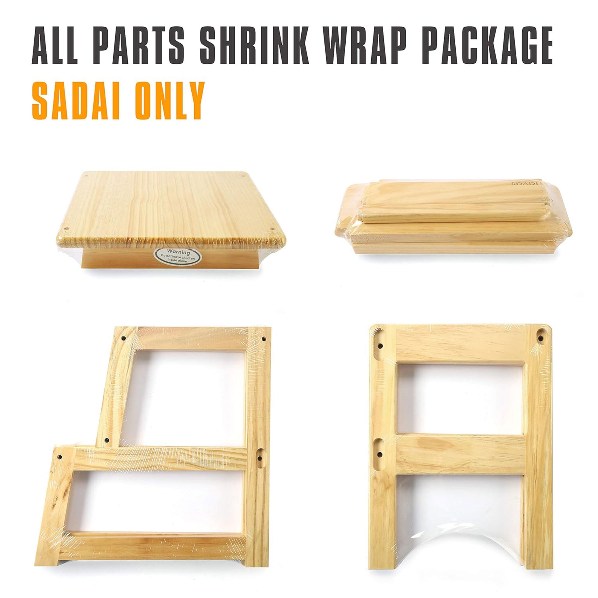 SDADI Kids Kitchen Step Stool Holds up to 150 Pounds w/Safety Rail,Natural(Used) - VMInnovations