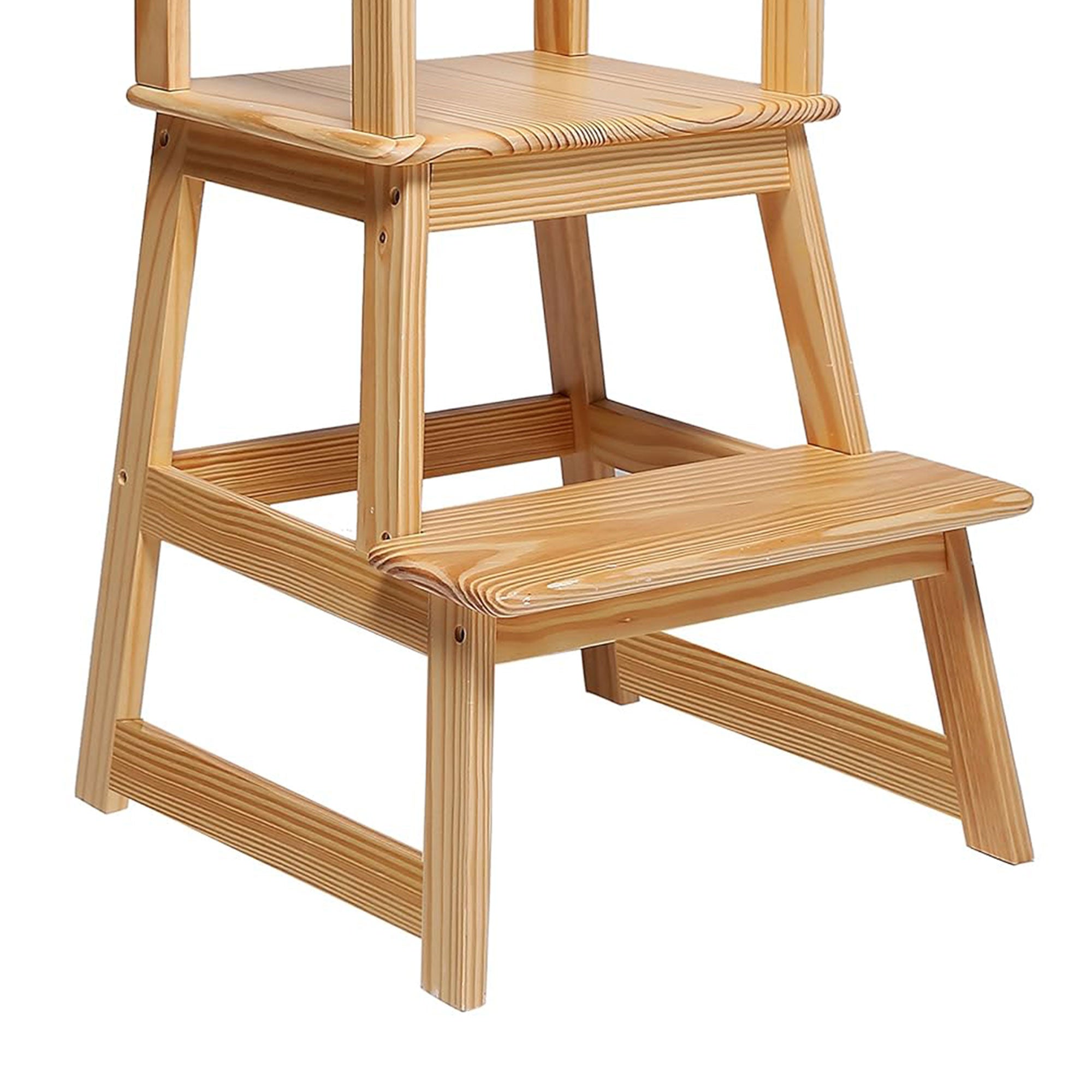 SDADI Kids Step Stool Holds up to 150 Pounds w/ Safety Rail, Natural (For Parts) - VMInnovations